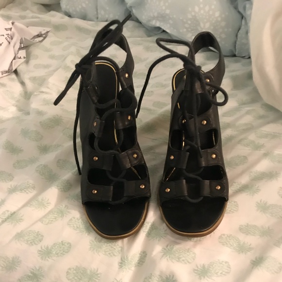 Leather open toe heels - Picture 2 of 3